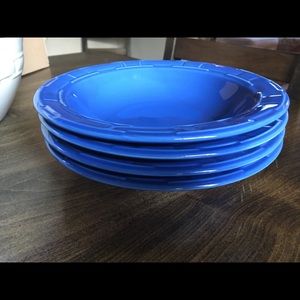 Longaberger pottery blue pasta bowls set of 4 four